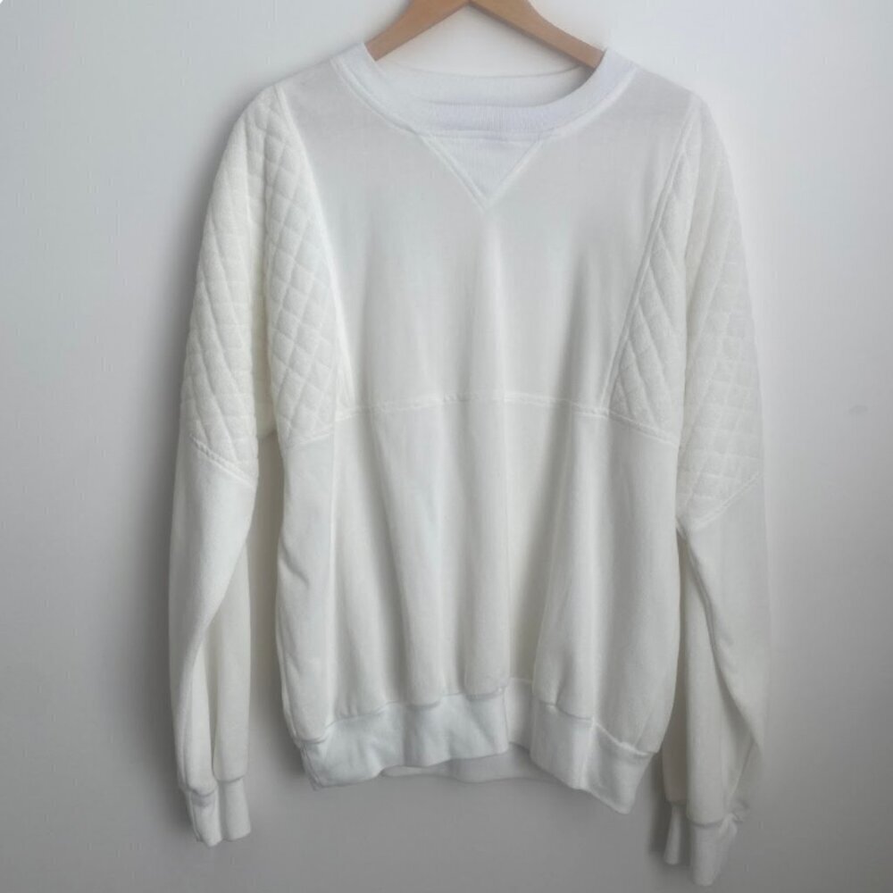 Vintage Rare Neiman Marcus Terrycloth Sweatshirt White Made in USA Retro Size M